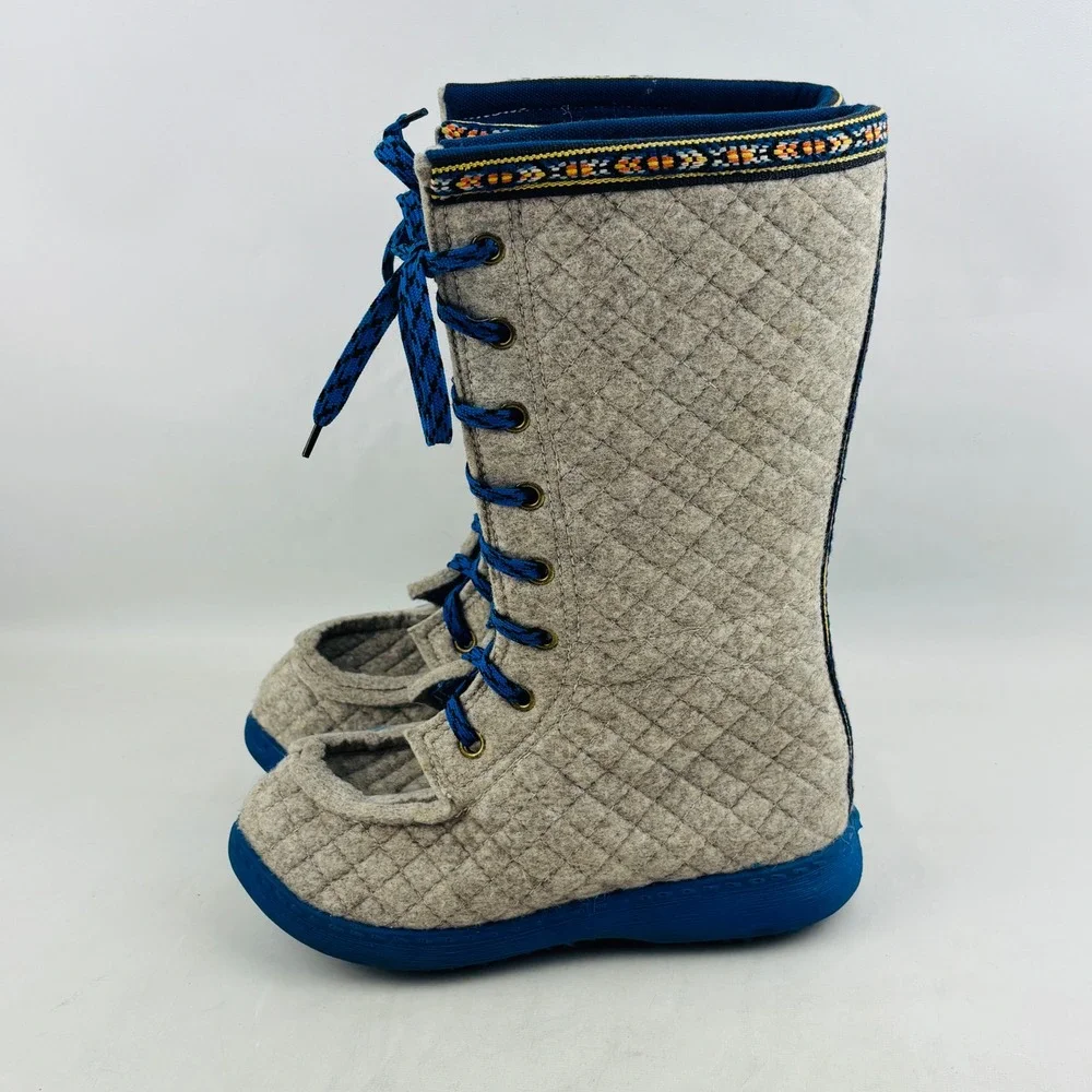 Nesna Polar Lobben Winter Boots‎ Womens 39 US 8 Grey Wool Felt Lace Up Norwegian